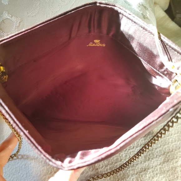 Vintage Antique Miss Lewis Satin Clutch Purse or Shoulder Bag - Picture 3 of 8